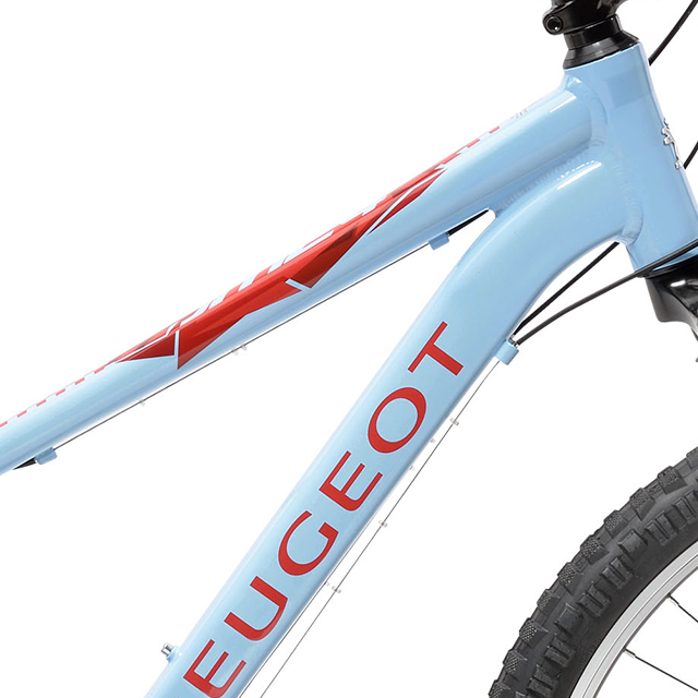 Gros plan du cadre en aluminium Bleu et rouge