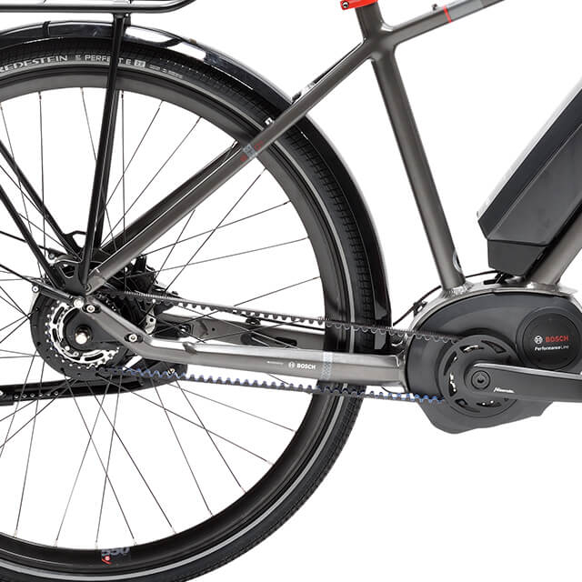 Détail de la courroie Gates Carbondrive du VTC Peugeot eT01 NuVinci N330