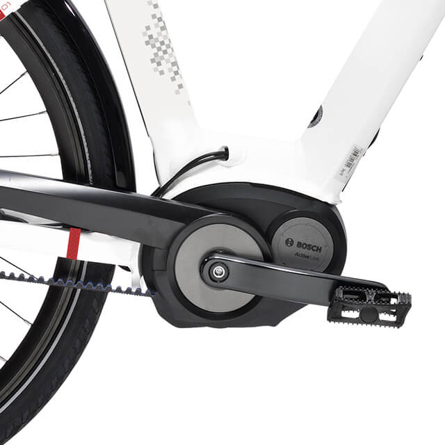 Détail du moteur Bosch Active Cruise du vélo Peugeot eC01Nuvinci belt
