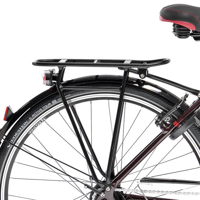 Détail du porte-bagages Racktime du vélo de ville Peugeot C02 Nexus 7