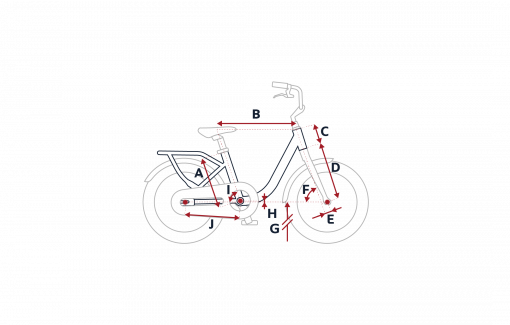 Croquis des mesures géométriques du vélo enfant Peugeot LJ12