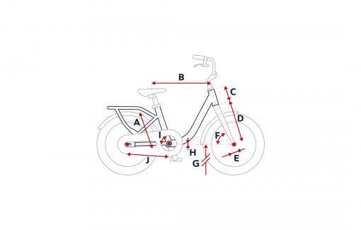 Croquis des mesures géométriques du vélo enfant Peugeot LJ14