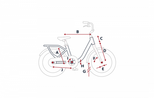 Croquis des mesures géométriques du vélo enfant Peugeot LJ16