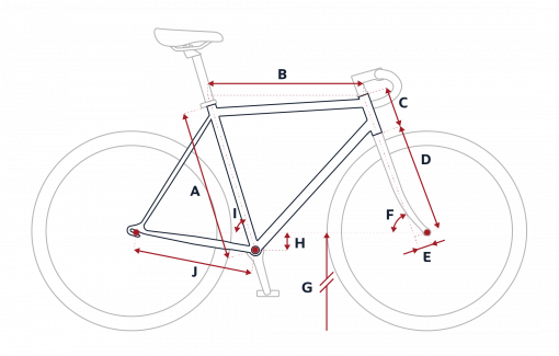 Croquis des mesures géométriques du vélo de ville Peugeot LU01