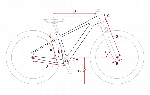 Croquis des mesures géométriques du VTT Peugeot M01