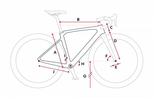 Croquis des mesures géométriques du vélo de route Peugeot R01